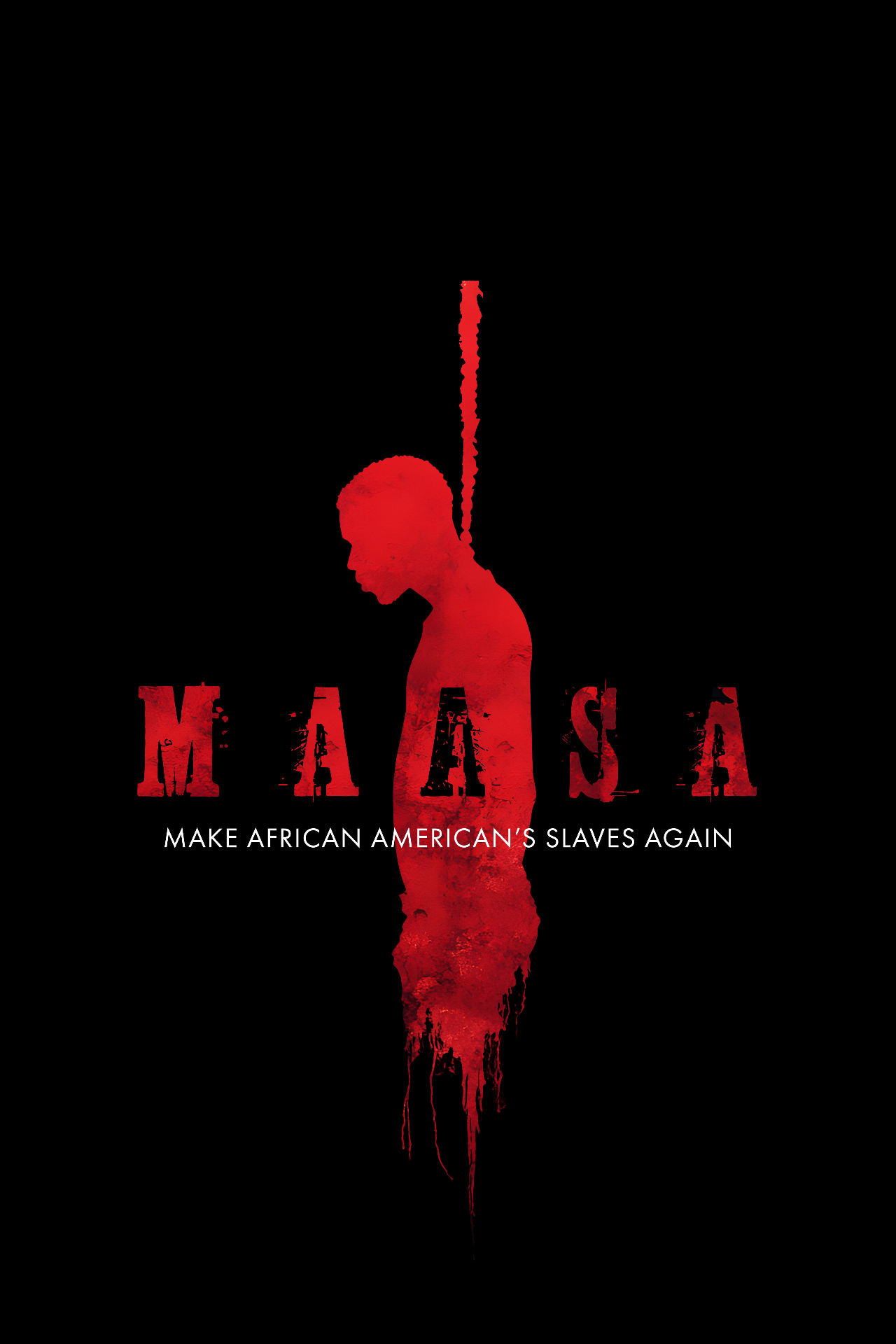 MAASA — silhouette of a hanging figure rendered in red